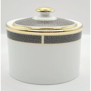 Wedgwood Shagreen Cocoa Sugar Bowl With Lid Chocolate Gold Porcelain New W/ Tags